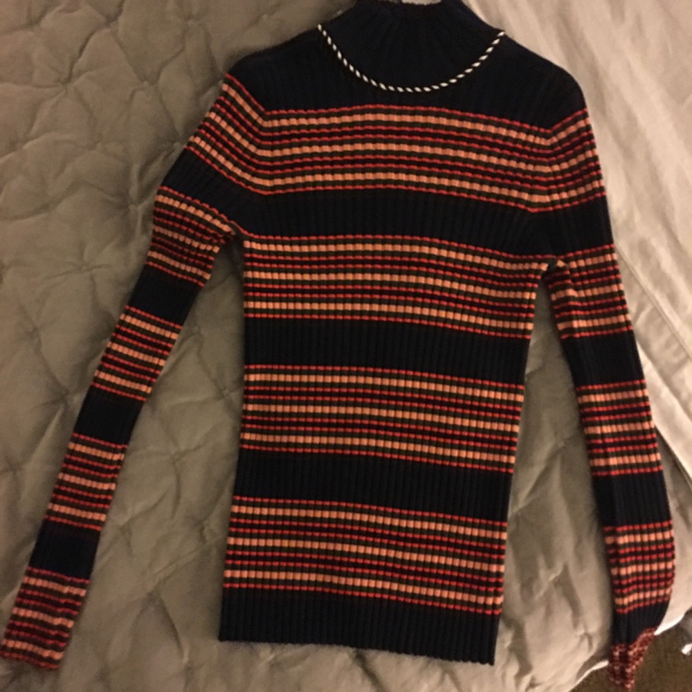 Tory Burch Rib Turtleneck with Lacing